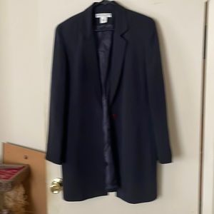 Woman’s long silk navy blazer